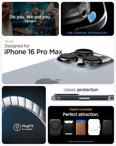 Spigen Classic C1 MagFit Designed for iPhone 16 Pro Max Case (2024) [Military-Grade Protection] Compatible with MagSafe - Bondi Blue in Saudi Arabia