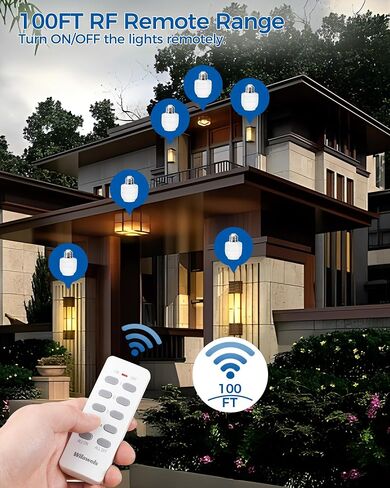 Remote Control Light Bulb Socket, Wireless Light Socket Switch, Remote Light Socket E26 Base for Pull Chain Light Fixture, 100FT Range, No Wiring, FCC Listed, 1 Remote + 1 Socket W01RS1106 in Saudi Arabia