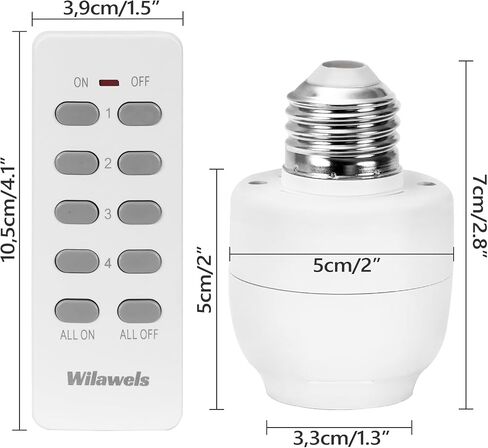 Remote Control Light Bulb Socket, Wireless Light Socket Switch, Remote Light Socket E26 Base for Pull Chain Light Fixture, 100FT Range, No Wiring, FCC Listed, 1 Remote + 1 Socket W01RS1106 in Saudi Arabia