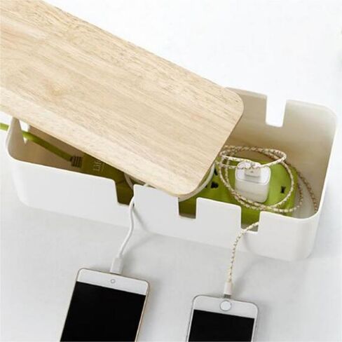 صندوق كبير لإدارة الكابلات، صندوق إخفاء السلك الأبيض ذو 7 فتحات مع غطاء خشبي، حاوية كابل هيكلية ومبدد للحرارة لأسلاك التلفزيون، جهاز توجيه الكمبيوتر، محور USB وشريط طاقة تحت المكتب in Kuwait