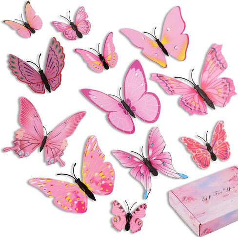 72 Pcs Butterflies Wall Decorations, 3D Butterfly Stickers for Party Decorations, Applicable to Cake Decorations, Birthday Decorations and Room Decor (Colorful) in Saudi Arabia