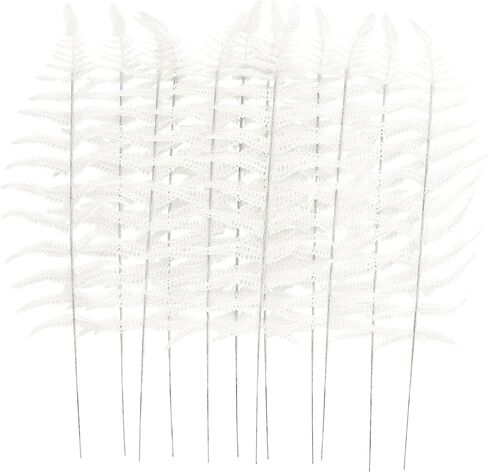 12Pcs Christmas Glitter Leaves 43cm Artificial Boston Fern Bush Tropical Leaves Fake Leaf Picks Sprays for Xmas Tree Decoration Flower Arrangment New Year Holiday Home Decor (Light Green) in Saudi Arabia