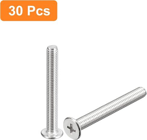 Uxcell M5-0.8 x 35mm 30 قطعة براغي مسطحة مستديرة الرأس 304 من الفولاذ المقاوم للصدأ فيليبس محرك آلة مسامير تثبيت الأجهزة لتوصيل الأثاث in Saudi Arabia