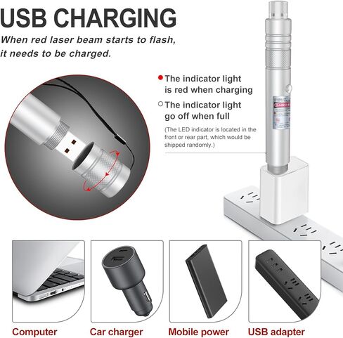 ضوء أحمر مع غلاف فضي، قلم شبكة أضواء حمراء قوية قابل لإعادة الشحن للعروض التقديمية على شاشة التلفزيون، بناء طويل المدى في الهواء الطلق in Kuwait