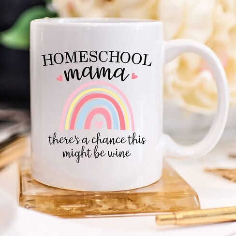 YouNique Designs Homeschool Mom Mug, 11 Ounces, Unique Mothers Day Coffee Mug from Daughter and Son, Best Mom Ever Mug, Mom Coffee Cup (Black Handle) in Saudi Arabia