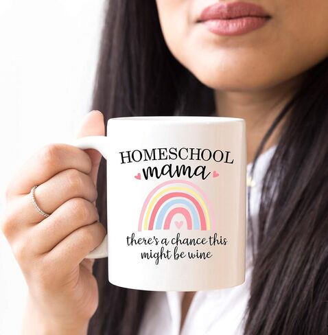 YouNique Designs Homeschool Mom Mug, 11 Ounces, Unique Mothers Day Coffee Mug from Daughter and Son, Best Mom Ever Mug, Mom Coffee Cup (Black Handle) in Saudi Arabia
