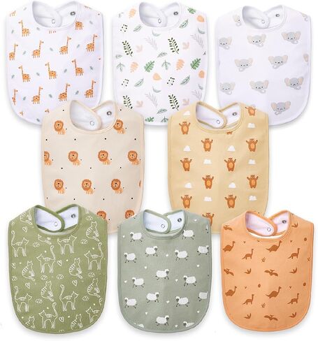 Lilian&Gema Baby Bibs 8 Pack Baby Drool Bibs for Unisex Boys Girls,Soft Cotton Bibs for Teething and Drooling Newborn in Saudi Arabia