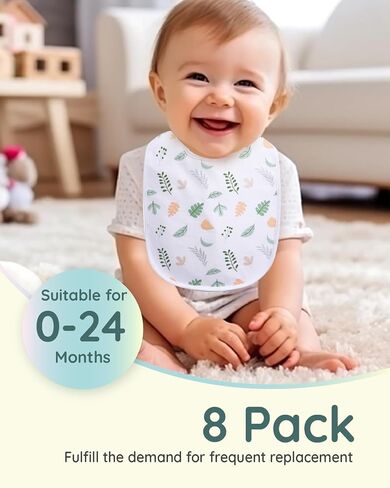 Lilian&Gema Baby Bibs 8 Pack Baby Drool Bibs for Unisex Boys Girls,Soft Cotton Bibs for Teething and Drooling Newborn in Saudi Arabia