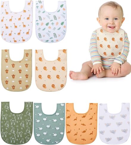 Lilian&Gema Baby Bibs 8 Pack Baby Drool Bibs for Unisex Boys Girls,Soft Cotton Bibs for Teething and Drooling Newborn in Saudi Arabia