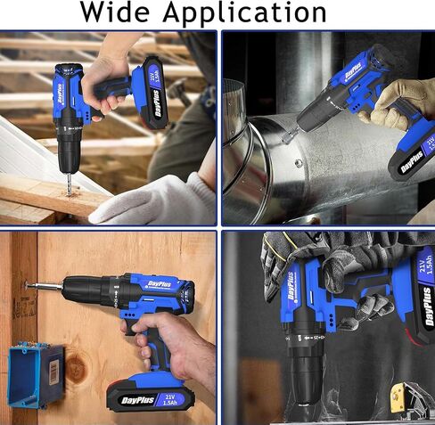 21V Cordless Drill Driver，Handheld Screwdriver Drill Set with 26PCS Drill Bits, 2 X 1500mAh Batteries,25+1 Torque Setting, 45N.m Max,2 Variable Speed, LED Light for Home and Garden DIY Project in Saudi Arabia