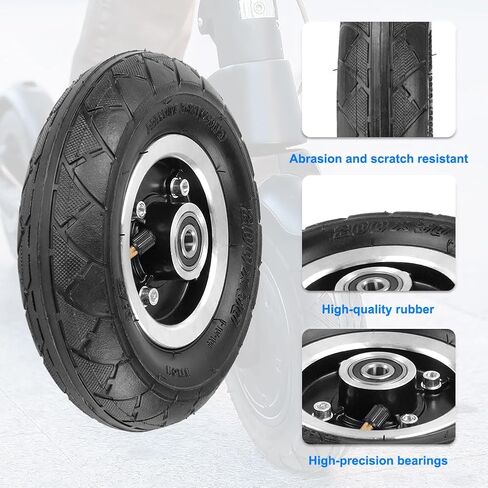 200x50 Electric Scooter Tire 8"x2" Pneumatic Wheel 8in Inflation Tyre Air Tire & 10mm Bearing Alloy Hub for Mountain Scooter and Mountain Skateboard Off-road Tire in Kuwait