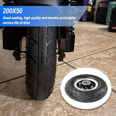 200x50 Electric Scooter Tire 8"x2" Pneumatic Wheel 8in Inflation Tyre Air Tire & 10mm Bearing Alloy Hub for Mountain Scooter and Mountain Skateboard Off-road Tire in Kuwait