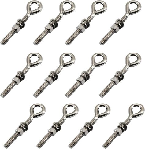 2Pcs M14 Stainless Steel Eye Bolt with Nut and Washers Long Shank Threaded Rod Ringbolt Closed Ring Eyelet Bolt in Saudi Arabia