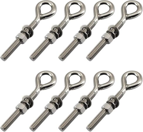 2Pcs M14 Stainless Steel Eye Bolt with Nut and Washers Long Shank Threaded Rod Ringbolt Closed Ring Eyelet Bolt in Saudi Arabia