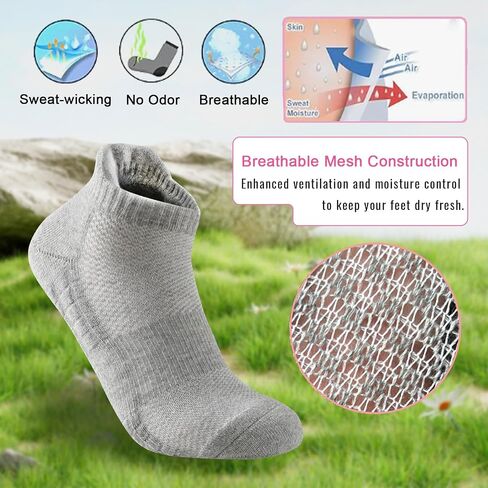 Women's Ankle Athletic Running Socks Anti-Blister Cotton Cushioned Wicking Socks (5 Pairs) in Kuwait