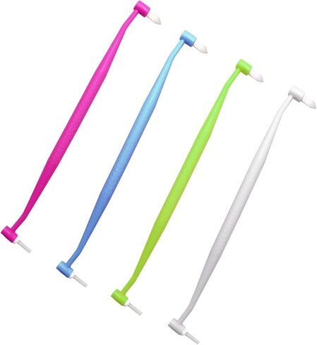 Orthodontic Toothbrush Double-Ended Interspace Brush Tiny Small Soft Trim Head and Flat Head End Tuft Toothbrush for Braces and Teeth Detail Cleaning, 4 Pieces (4 Colors B) in Saudi Arabia