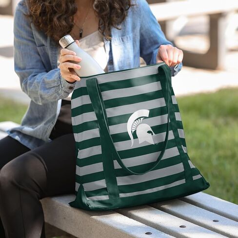 FOCO NCAA College Team Logo Stripe Canvas Tote Bag in Saudi Arabia