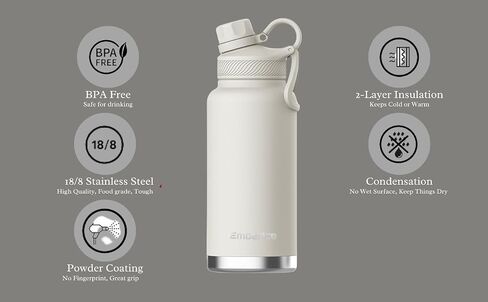 EmberIce double wall Insulated Stainless Steel Water Bottle with Straw, Lid, 12hr Hot and 24hr Cold Drinks, 24 oz (Caledon, 24 oz) in Saudi Arabia