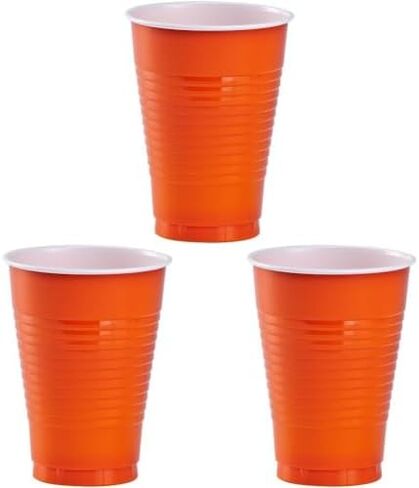 Disposable Plastic Cups - 12 Oz, Orange, 20 Pcs in Saudi Arabia