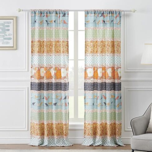 Carlie Curtain Panels, 84-inch L, (Set of 2), Calico Stripes in Saudi Arabia
