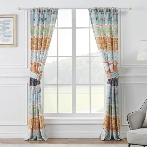 Carlie Curtain Panels, 84-inch L, (Set of 2), Calico Stripes in Saudi Arabia