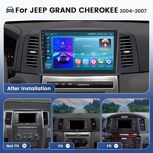[2G+64G] ترقية Android 13 ستيريو لسيارة Jeep Grand Cherokee 2004-2007، شاشة لمس 10.1 بوصة لاسلكية Apple Carplay Android Auto Radio مع GPS Navigation WiFi Bluetooth كاميرا احتياطية in Saudi Arabia