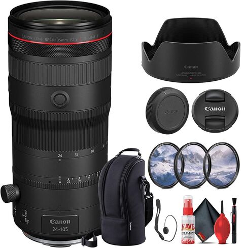 Canon RF 24-105mm f/2.8 L is USM Z Lens (Canon RF) for Events, Photojournalism, Portraiture, Studio Work & Video Creation (6347C002) + Filter Kit + Cap Keeper + Cleaning Kit (Renewed) in Saudi Arabia