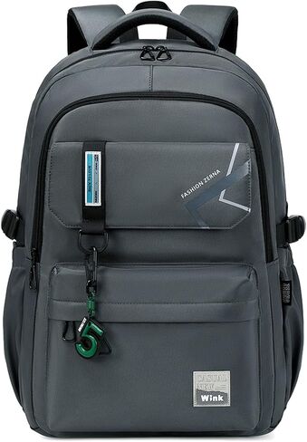 School Backpack for Men, laptop backpack Elementary Middle High Bookbags for Teens Boys Waterproof Lightweight Casual Daypack(Black) in Kuwait