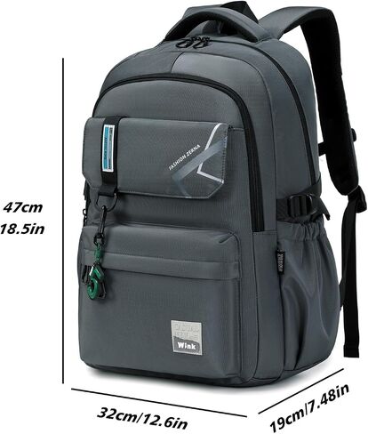 School Backpack for Men, laptop backpack Elementary Middle High Bookbags for Teens Boys Waterproof Lightweight Casual Daypack(Black) in Kuwait