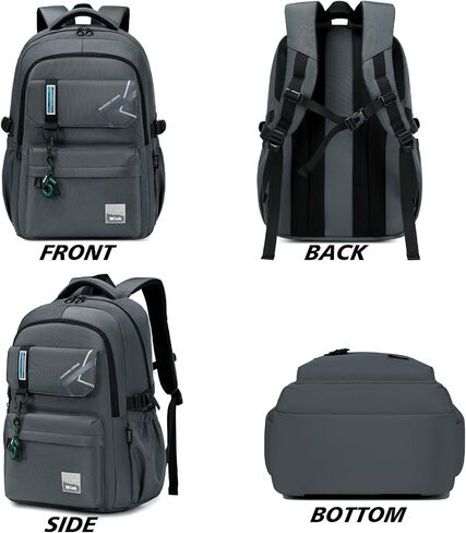 School Backpack for Men, laptop backpack Elementary Middle High Bookbags for Teens Boys Waterproof Lightweight Casual Daypack(Black) in Kuwait