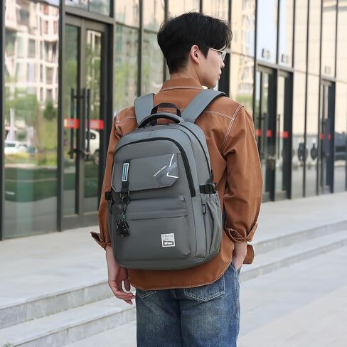 School Backpack for Men, laptop backpack Elementary Middle High Bookbags for Teens Boys Waterproof Lightweight Casual Daypack(Black) in Kuwait