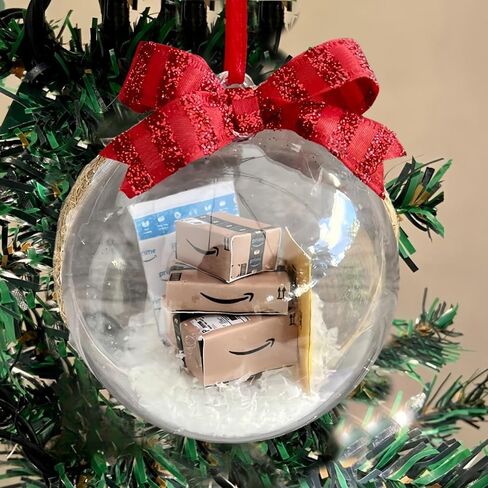 Funny Ornament, Funny Mini Express Box Packages Clear Ball Ornament for Christmas Tree, Funny Mini Gifts Box Ornament for Christmas Decoration, Mini Packages 2 in Saudi Arabia