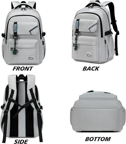 School Backpack for Men, laptop backpack Elementary Middle High Bookbags for Teens Boys Waterproof Lightweight Casual Daypack(Black) in Kuwait