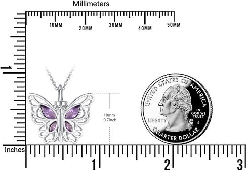 Butterfly Urn Necklace 925 Sterling Silver Amethyst Ashes Necklace for Women Cremation Necklace Memorial Jewelry for Ashes of Loved Ones in Saudi Arabia