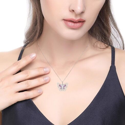 Butterfly Urn Necklace 925 Sterling Silver Amethyst Ashes Necklace for Women Cremation Necklace Memorial Jewelry for Ashes of Loved Ones in Saudi Arabia