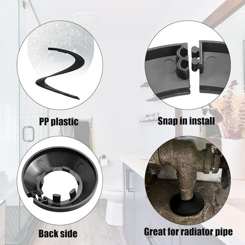 Fit for 1.57 Inches Pipe PP Plastic Flange Pipe Cover Decoration Black Escutcheon Collar Pipe Cover Radiator for 1-1/2" Wall Pipe Tube Decoration for Bathroom in Kuwait