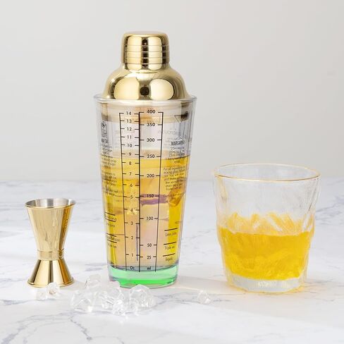Glass Cocktail Shaker Set,14oz Martini Mixer Shaker with Built-in Strainer, Measuring Jigger,Drink Shaker Margarita Alcohol Mixer,Perfect for Bartender and Home Use (Blue) in Saudi Arabia