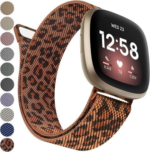 Metal Band for Fitbit Versa 4 Bands/Fitbit Sense 2 Bands for Women Men, Stainless Steel Magnetic Wristband Mesh Bracelet Replacement Strap for Fitbit Versa 4/Sense 2 in Saudi Arabia