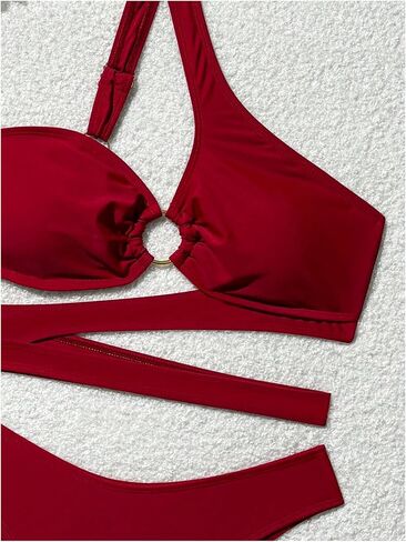 MakeMeChic Women's 2 Piece Bathing Suits Cut Out Ring Linked One Shoulder Bikini Sets Swimsuits in Saudi Arabia