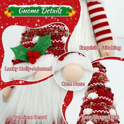 Gnome Christmas Decorations - Adorable Plush Christmas Gnome Gifts for Women, Thanksgiving Valentines Birthday Plush Gnome Swedish Tomte Elf for Kitchen, Tiered Tray and Home Décor in Kuwait