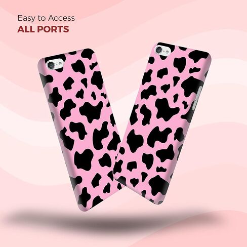 Glisten - iPod Touch 7th / 6th / 5th Generation Case - Cow Skin Pink Print Design Printed Slim Plastic Hard Snap on Protective Designer Back Phone Case/Cover for iPod Touch 7/6 / 5., White in Kuwait