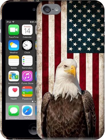 حافظات SM لجهاز iPod Touch 7، وحافظة iPod Touch 6، وحافظة iPod Touch 5 - حافظة بغطاء خلفي من البلاستيك الصلب بتصميم علم النسر الأصلع الأمريكي بطباعة ثلاثية الأبعاد لجهاز iPod Touch 7/6 / 5. in Saudi Arabia