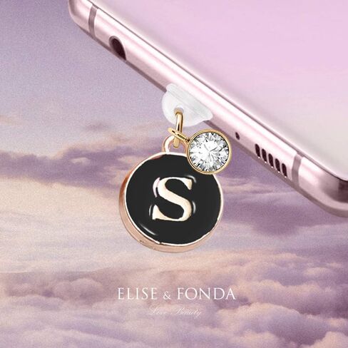 ELISE & FONDA TP45 منفذ شحن USB جديد من النوع C مضاد للغبار، قابس دائري لطيف على شكل حرف S، قلادة للهاتف الخلوي لهواتف Samsung Galaxy/Huawei/OnePlus/Xiaomi/Oppo هواتف Android الجديدة (أسود) in Saudi Arabia