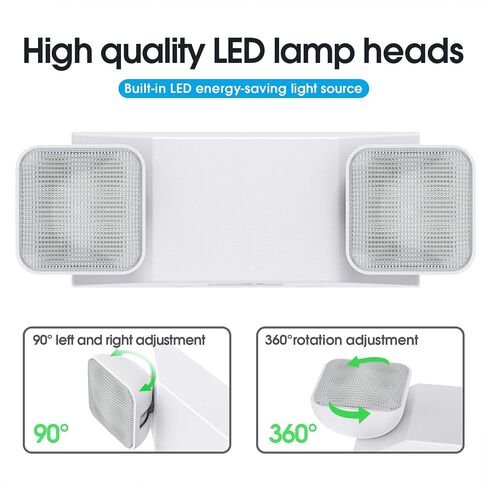 Led Emergency Light with Remote Capable, Adjustable LED Lamp Heads Exit Lighting, Backup Battery White Emergency Lights, 120V-277V Dual Voltage, UL Certified (1 Pack) in Kuwait