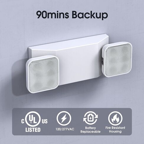 Led Emergency Light with Remote Capable, Adjustable LED Lamp Heads Exit Lighting, Backup Battery White Emergency Lights, 120V-277V Dual Voltage, UL Certified (1 Pack) in Kuwait