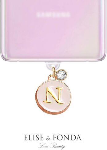 ELISE & FONDA TP14 New Type-C USB Charging Port Anti Dust Plug Tiny Round letter N Cell Phone Charm for Samsung/Huawei/OnePlus/Xiaomi/oppo New Android Phones(Blanchedalmond) in Saudi Arabia