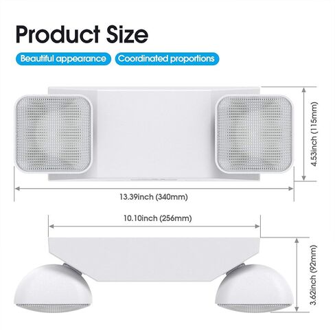 Led Emergency Light with Remote Capable, Adjustable LED Lamp Heads Exit Lighting, Backup Battery White Emergency Lights, 120V-277V Dual Voltage, UL Certified (1 Pack) in Kuwait