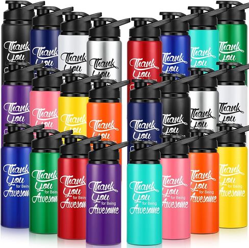 Tanlade 24 Pack Aluminum Water Bottle, 20oz Employee Appreciation Gift Sport Water Bottle Bulk with Snap Lid, Thank You Gift Bottle Leakproof Reusable for Graduation Teacher Coworker Gift(Multicolor) in Saudi Arabia