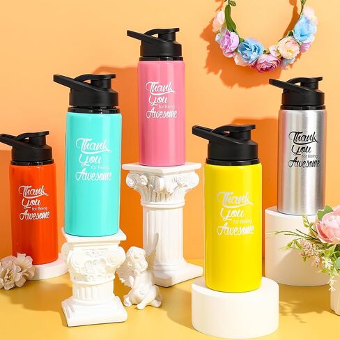 Tanlade 24 Pack Aluminum Water Bottle, 20oz Employee Appreciation Gift Sport Water Bottle Bulk with Snap Lid, Thank You Gift Bottle Leakproof Reusable for Graduation Teacher Coworker Gift(Multicolor) in Saudi Arabia
