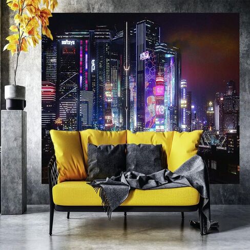 Ine Ive Punk Cityspace Tapestry Retro Neon Architecture Wall Decor City Skyline Wall Hanging Decorations Flannel Large Size 4060 Inches Tapestry for Home Living Room Dorm Bedroom In GTRLIE45 in Saudi Arabia